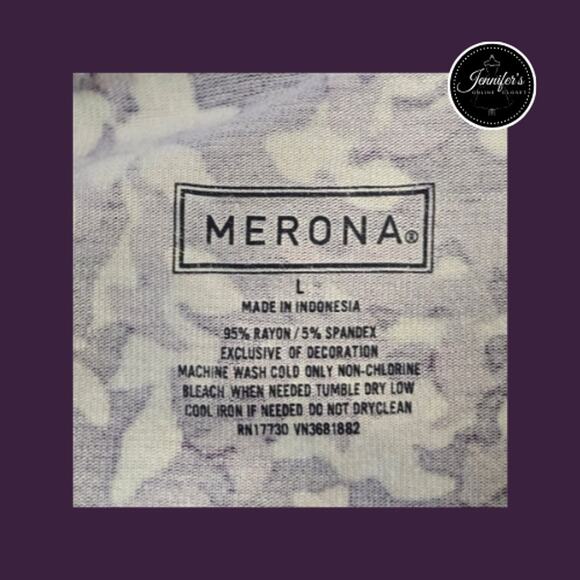 Merona Purple and White Ribbon V-Neck 3/4 Sleeve Knit Top Size Large - Picture 8 of 10